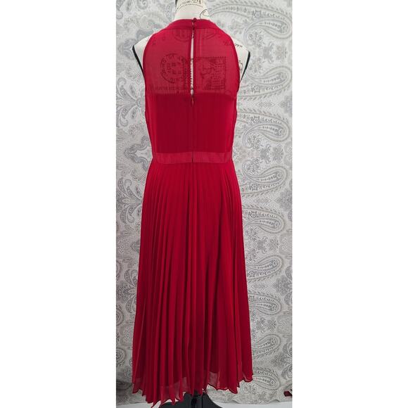 White House Black Market pleated chiffon midi dress Size 8 Holiday party formal - Picture 5 of 8